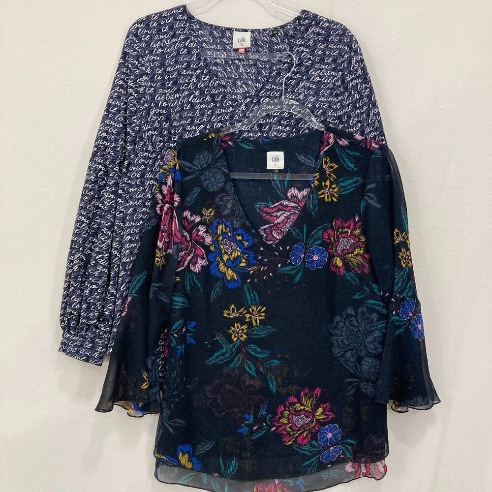 Set of Two Cabi Blouse size Medium Long Sleeve Feminine Preppy Popover Office